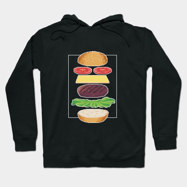 Pixel Art Burguer Anatomy Hoodie by Quintino Pixels